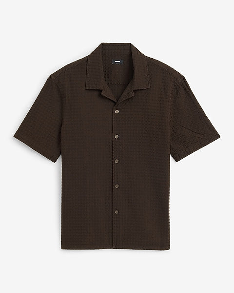 Textured Waffle Cotton Shirt