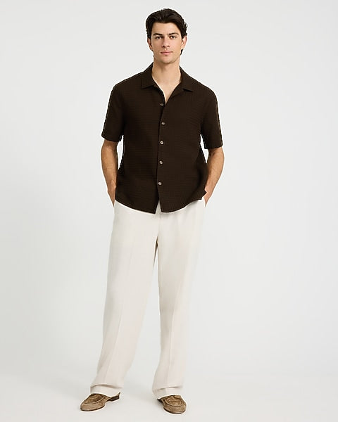 Textured Waffle Cotton Shirt