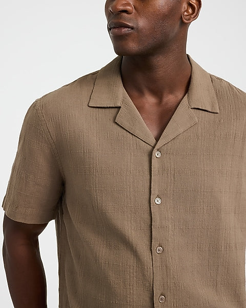 Textured Cotton Short Sleeve Shirt