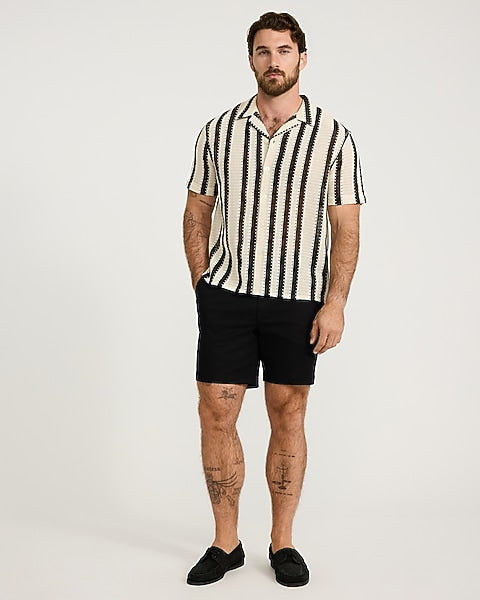 Textured Crochet Striped Shirt