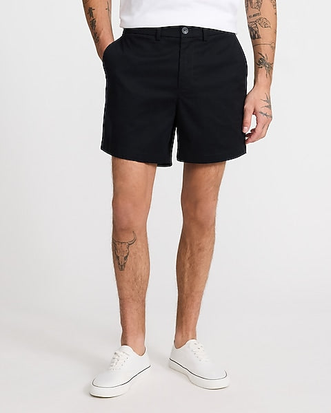 6-Inch Pitch Black Slim Chino Shorts