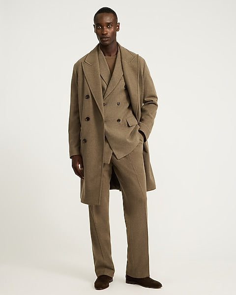 Textured Brown Double-Breasted Topcoat