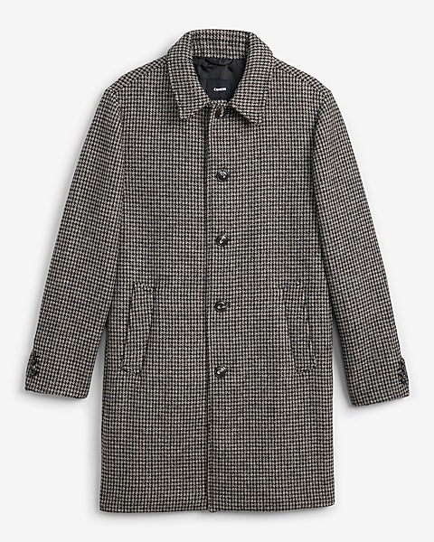 Houndstooth Wool-Blend Topcoat