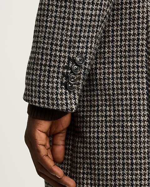 Houndstooth Wool-Blend Topcoat