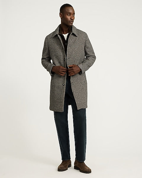 Houndstooth Wool-Blend Topcoat
