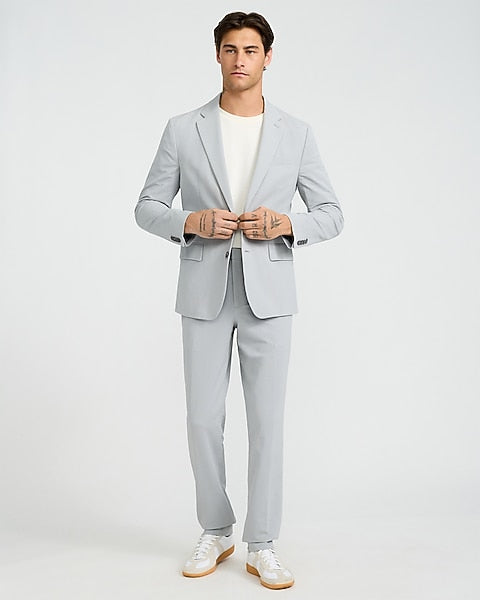 Slim Gray Seersucker Suit Jacket