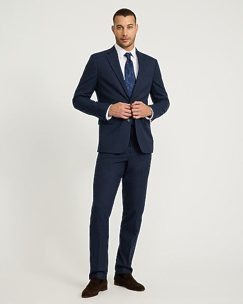 Slim Dark Blue Brushed Flannel Suit Jacket