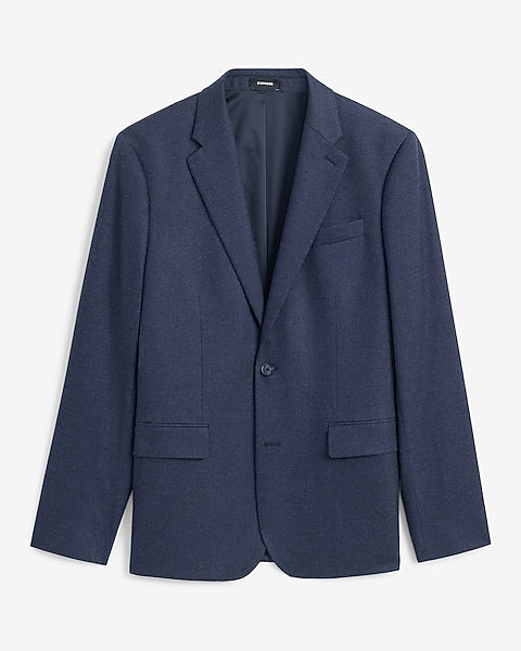 Slim Dark Blue Brushed Flannel Suit Jacket
