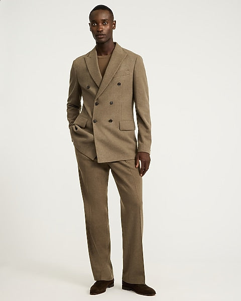 Relaxed Brown Double-Breasted Suit Jacket