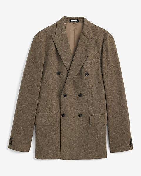 Relaxed Brown Double-Breasted Suit Jacket