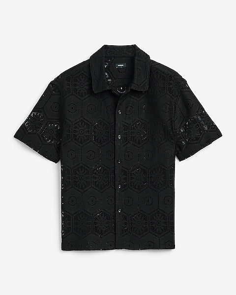 Lace Eyelet Geo Tile Shirt