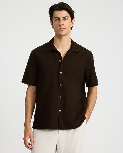 Textured Waffle Cotton Shirt