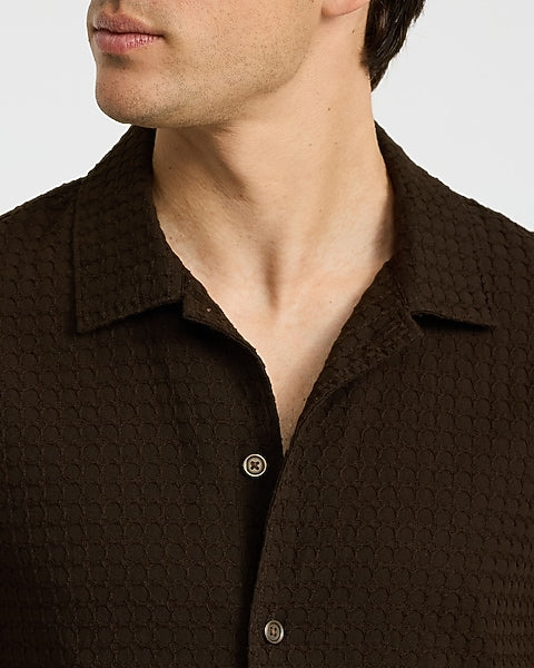Textured Waffle Cotton Shirt