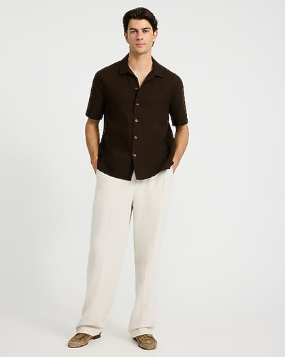 Textured Waffle Cotton Shirt