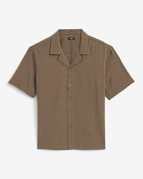 Textured Cotton Short Sleeve Shirt