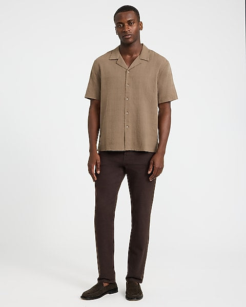 Textured Cotton Short Sleeve Shirt