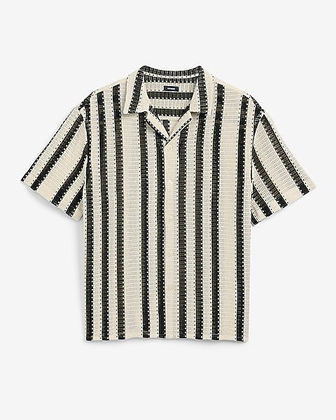 Textured Crochet Striped Shirt