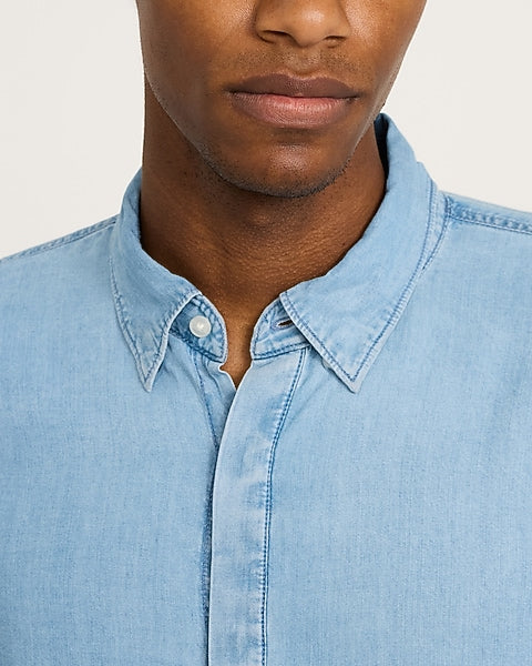 Covered Placket Denim Shirt