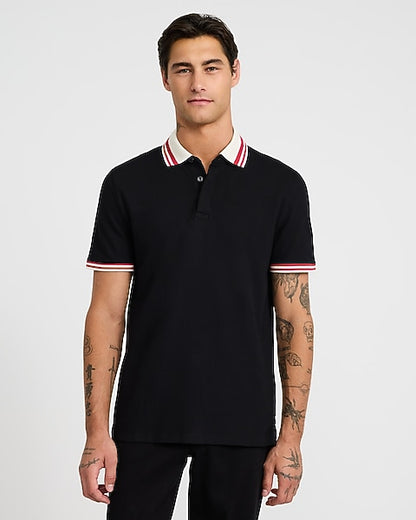 Striped Collar Luxe Pique Polo