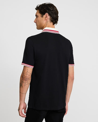 Striped Collar Luxe Pique Polo