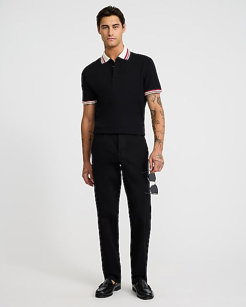 Striped Collar Luxe Pique Polo