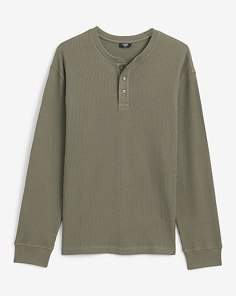 Classic Dark Green Waffle Henley