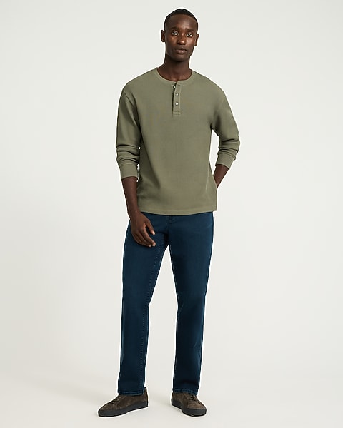 Classic Dark Green Waffle Henley