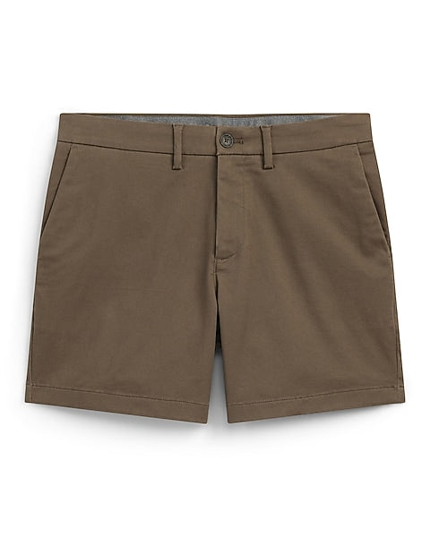 6-Inch Brown Slim Chino Shorts