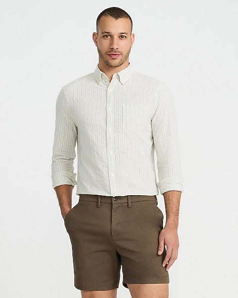6-Inch Brown Slim Chino Shorts