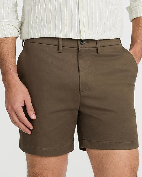 6-Inch Brown Slim Chino Shorts