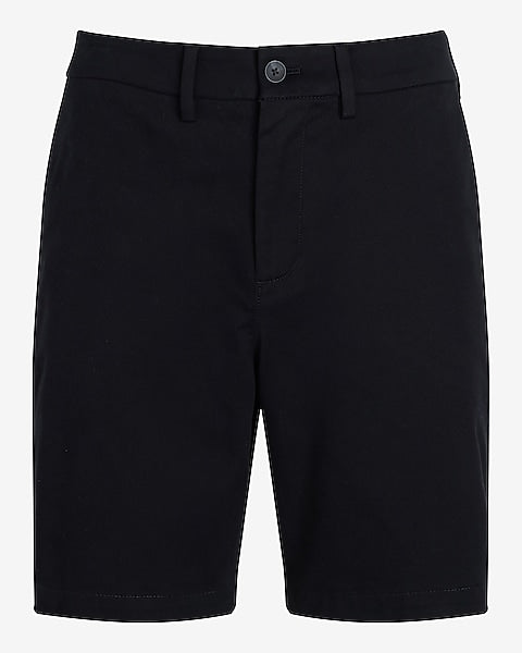 8-Inch Pitch Black Slim Chino Shorts