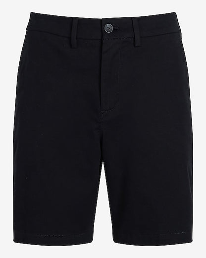8-Inch Pitch Black Slim Chino Shorts