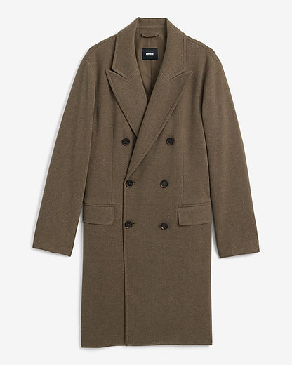 Textured Brown Double-Breasted Topcoat