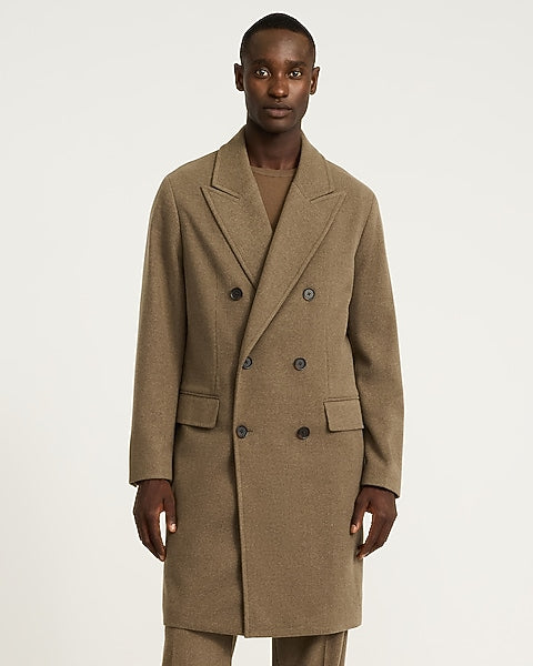 Textured Brown Double-Breasted Topcoat