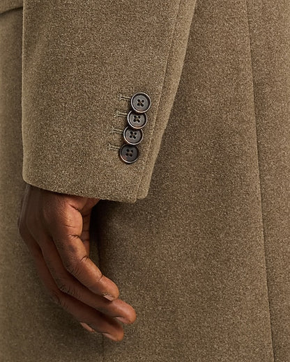Textured Brown Double-Breasted Topcoat