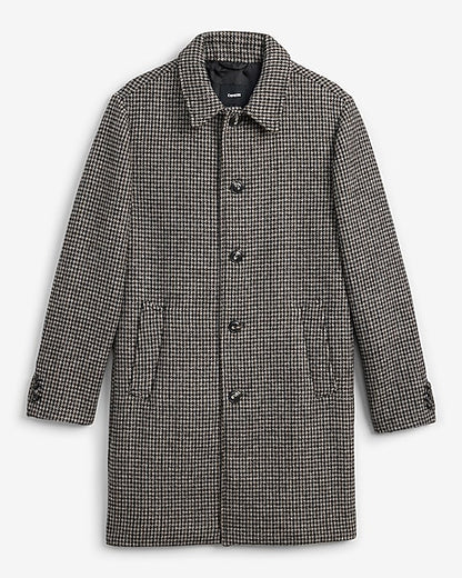 Houndstooth Wool-Blend Topcoat