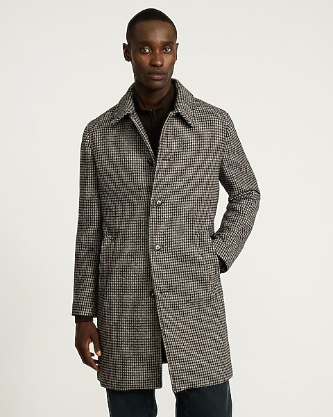 Houndstooth Wool-Blend Topcoat