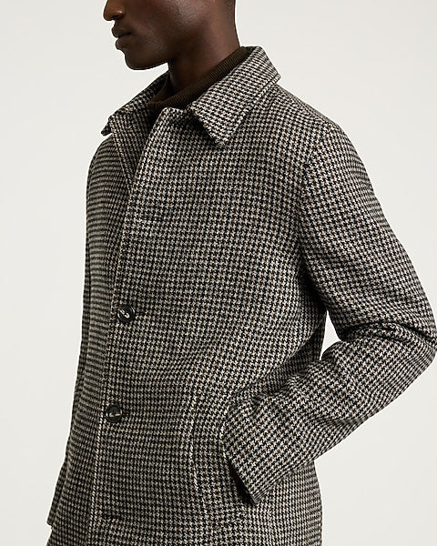 Houndstooth Wool-Blend Topcoat