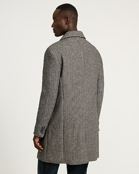 Houndstooth Wool-Blend Topcoat