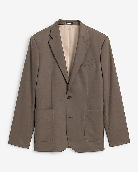 Slim Light Brown Brushed Flannel Suit Jacket