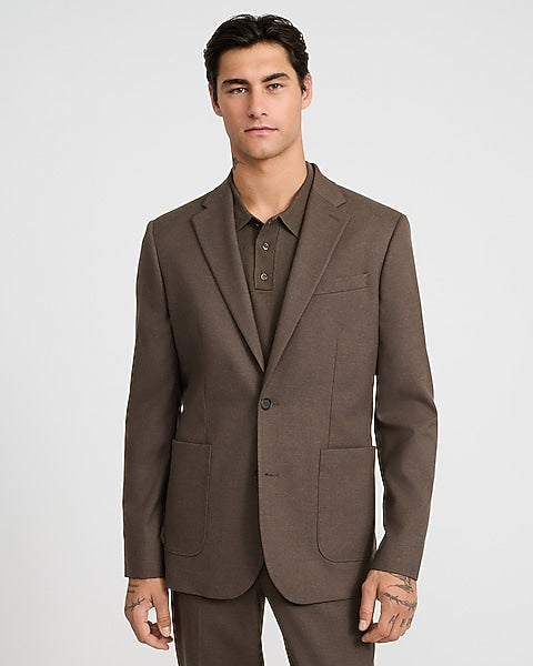 Slim Light Brown Brushed Flannel Suit Jacket