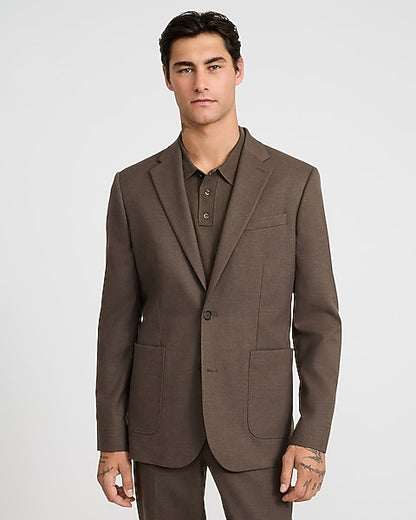 Slim Light Brown Brushed Flannel Suit Jacket