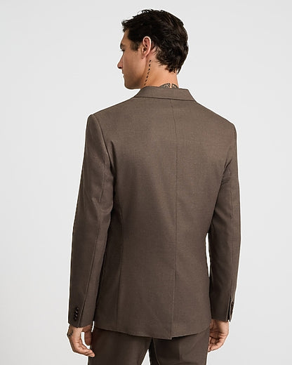 Slim Light Brown Brushed Flannel Suit Jacket