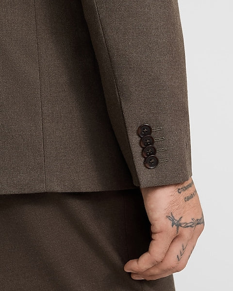 Slim Light Brown Brushed Flannel Suit Jacket