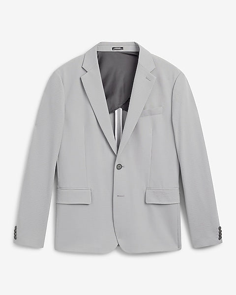 Slim Gray Seersucker Suit Jacket