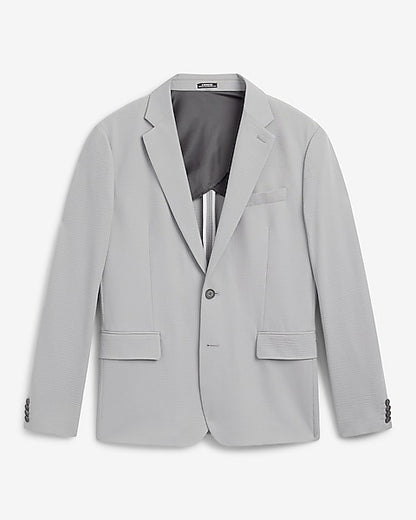 Slim Gray Seersucker Suit Jacket