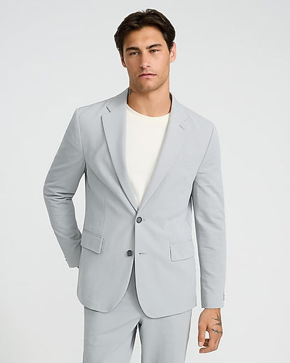 Slim Gray Seersucker Suit Jacket