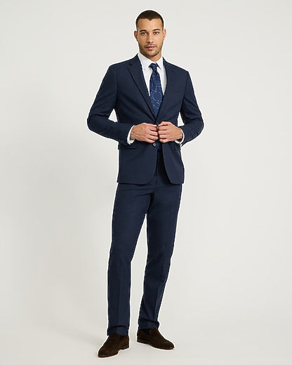 Slim Dark Blue Brushed Flannel Suit Jacket