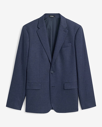 Slim Dark Blue Brushed Flannel Suit Jacket