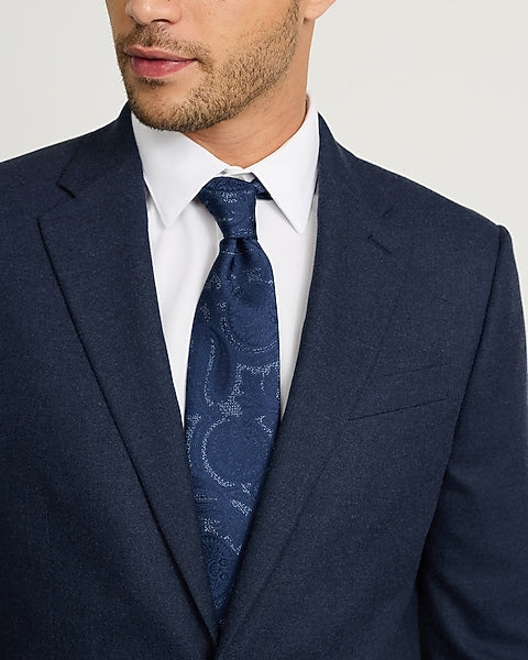 Slim Dark Blue Brushed Flannel Suit Jacket